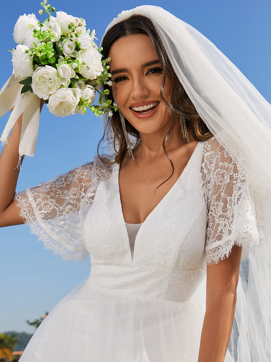 A line v neck wedding dresses best sale