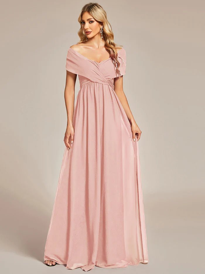 A Line Chiffon Floor Length Evening Dress Online Fashion Shopping