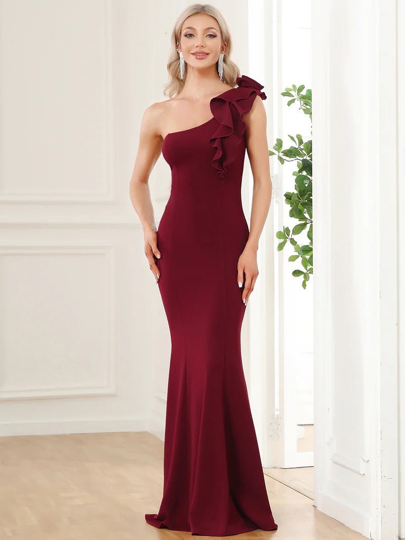 Sexy One Shoulder A Line Floor Length Evening Dresses Online