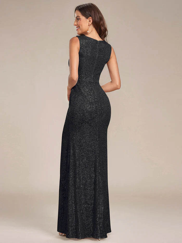 Sleeveless Sparkly Sequin Hot High Split Evening Dresses - CALABRO®