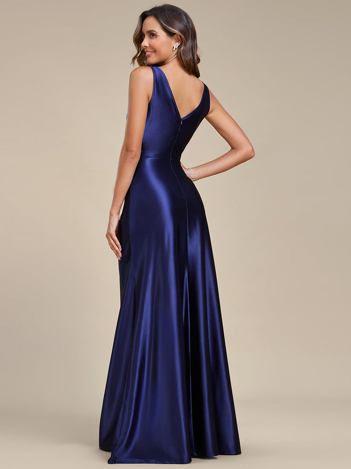 Elegant V Neck Split Ruffles Stain Evening Dresses - CALABRO®