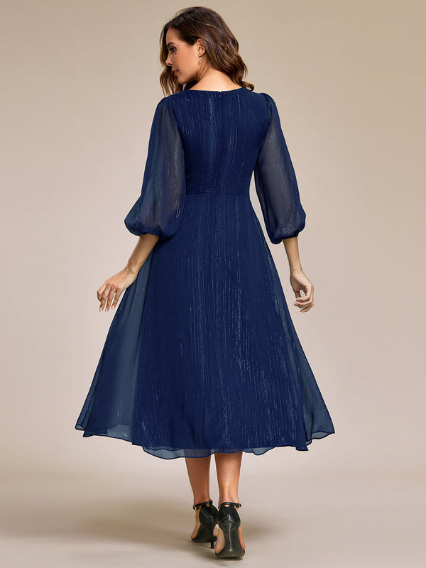 Shiny Chiffon Wholesale Wedding Guest Dresses with Long Sleeve