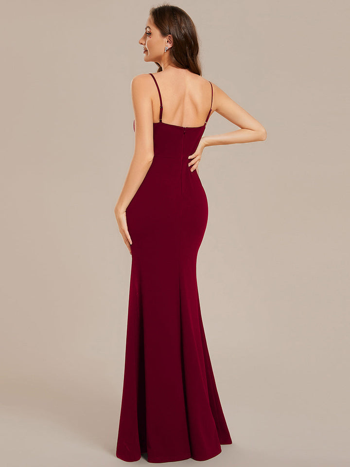 V Neck Side Split Fishtail Shiny Evening Dresses - CALABRO®