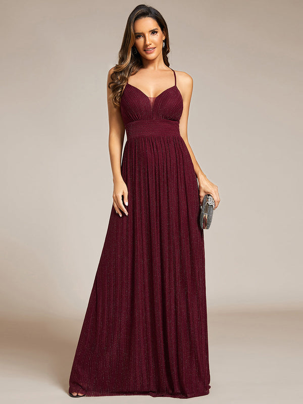 Sparkle Sleeveless Backless Cross Strap Formal Evening Dress