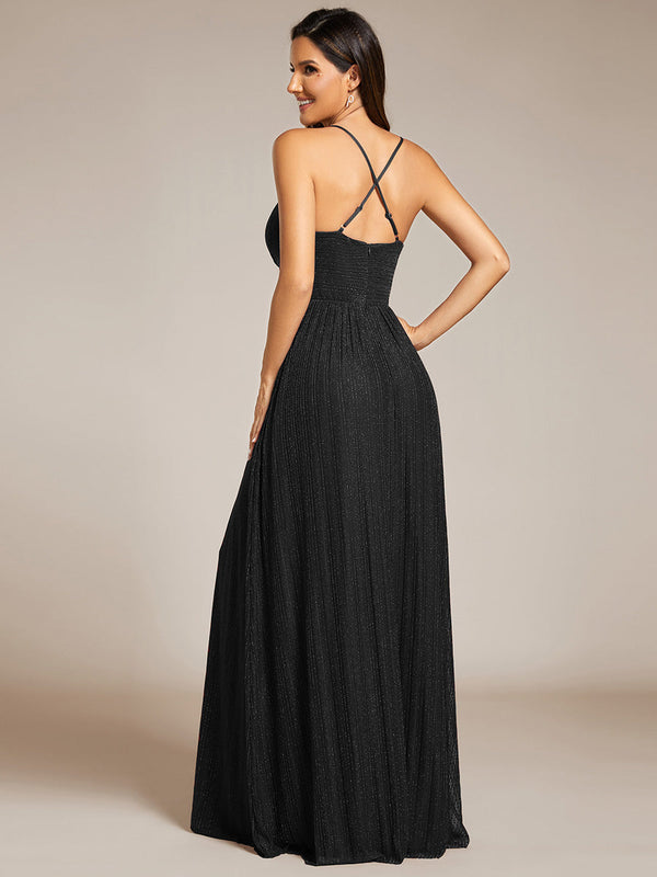 Sparkle Sleeveless Backless Cross Strap Formal Evening Dress