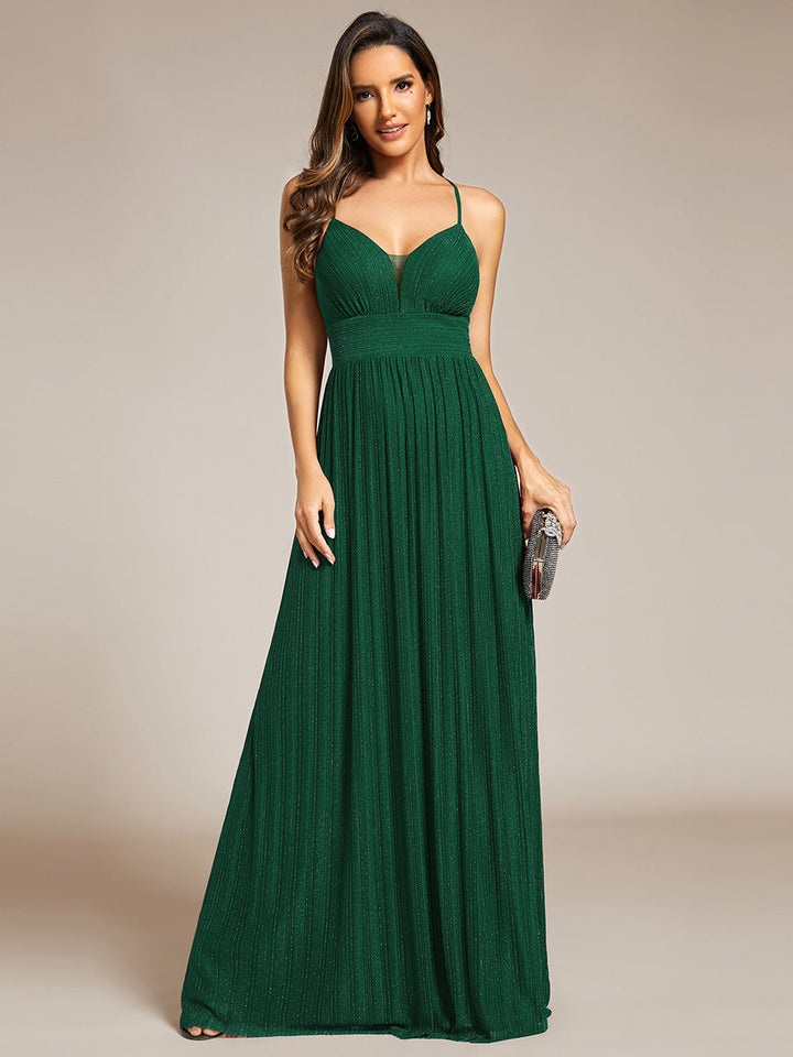 Sparkle Sleeveless Backless Cross Strap Formal Evening Dress - CALABRO®