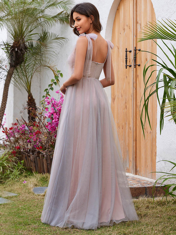 Appliques Lace Sweetheart Neckline Tulle Bridesmaid Dress