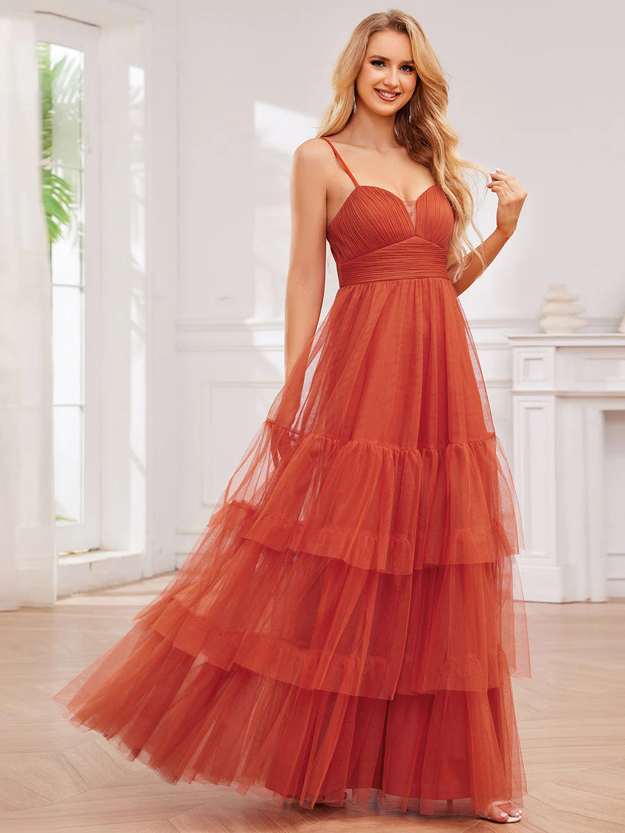 Romantic Spaghetti Straps Sweetheart Neckline Evening Dress - CALABRO®