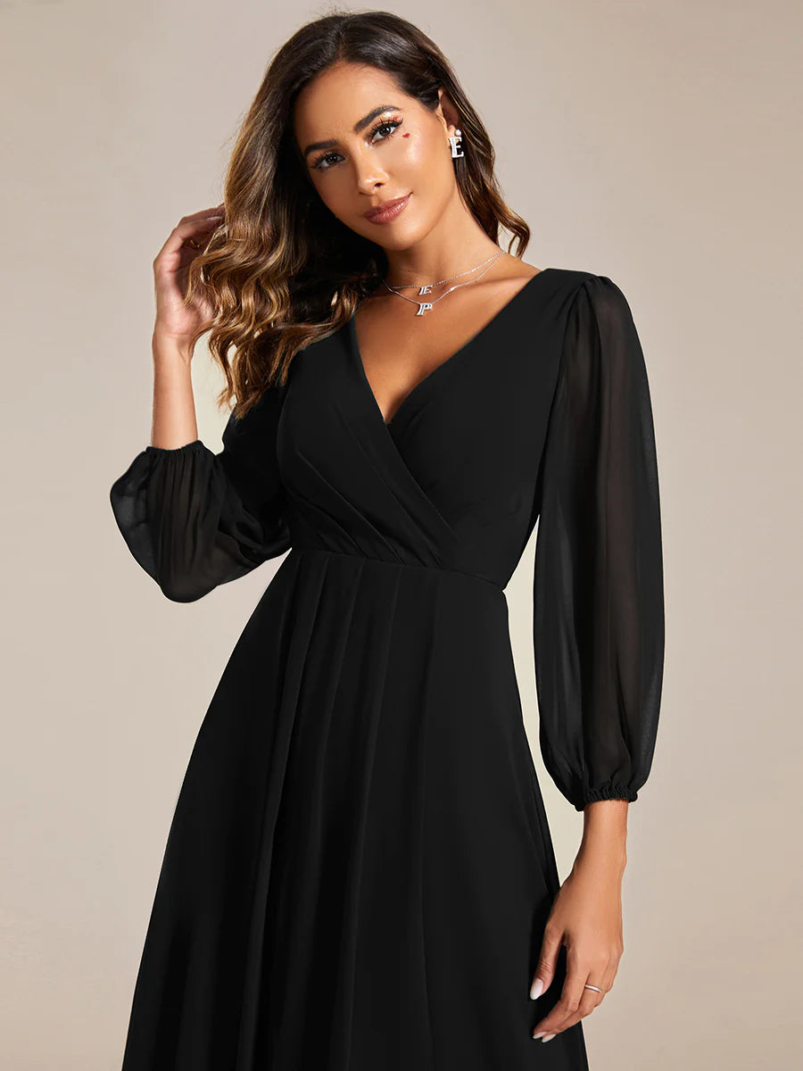 Knee length cocktail dresses with sleeves on sale