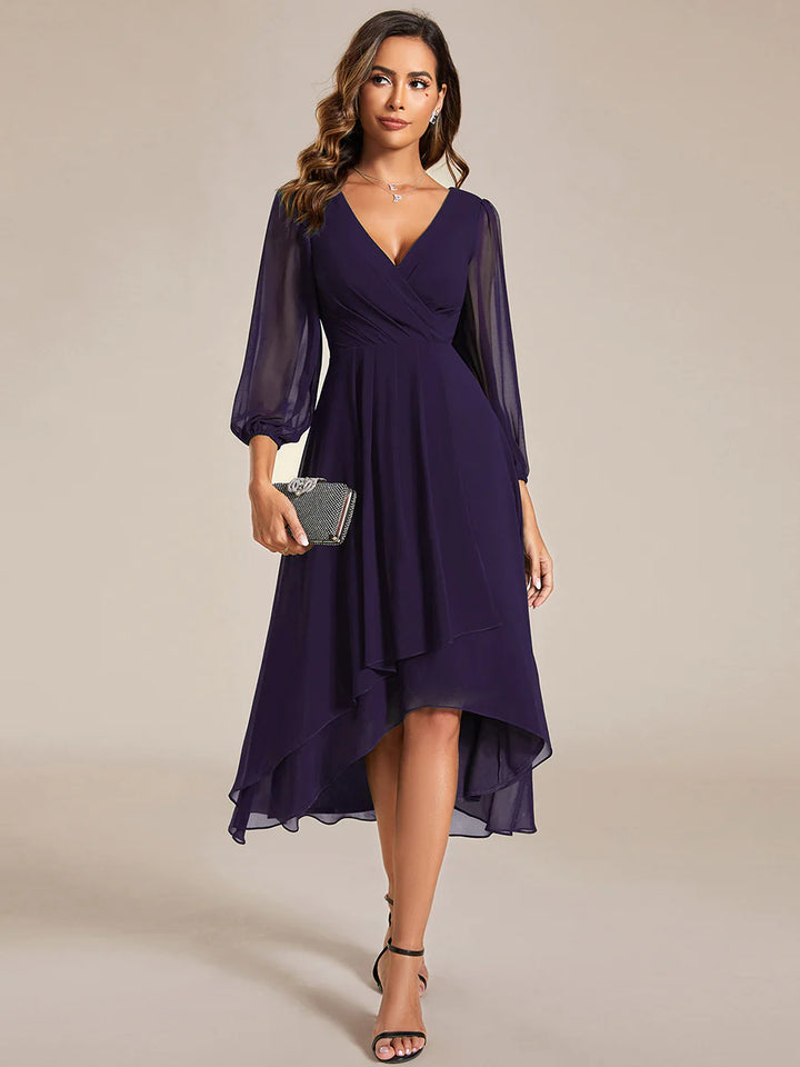 Women's Knee-Length Homecoming Cocktail Dress With Short Sleeves - CALABRO®