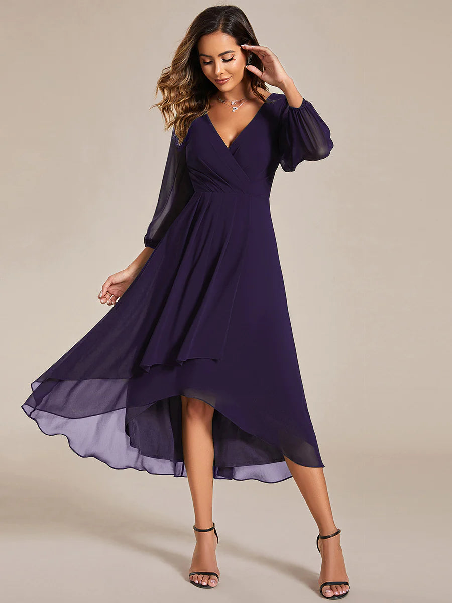 Women's Knee-Length Homecoming Cocktail Dress With Short Sleeves - CALABRO®