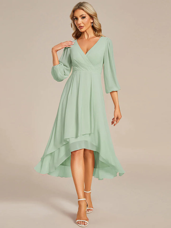 Women's Knee-Length Homecoming Cocktail Dress With Short Sleeves - CALABRO®