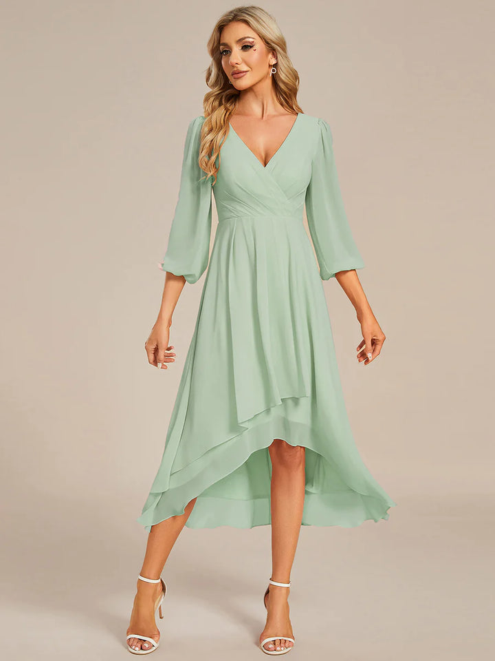 Women's Knee-Length Homecoming Cocktail Dress With Short Sleeves - CALABRO®