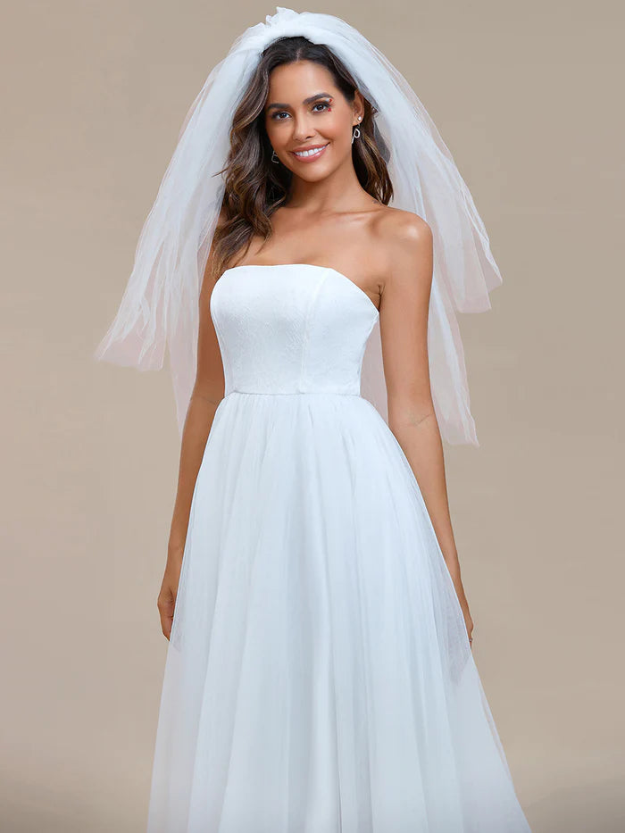 Simple Off Shoulder Mesh Wedding Dresses - CALABRO®