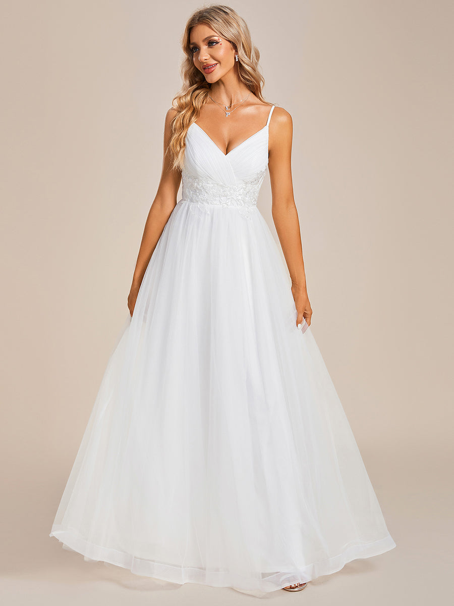 Elegant Spaghetti Straps Appliques Tulle Wedding Dresses - CALABRO®