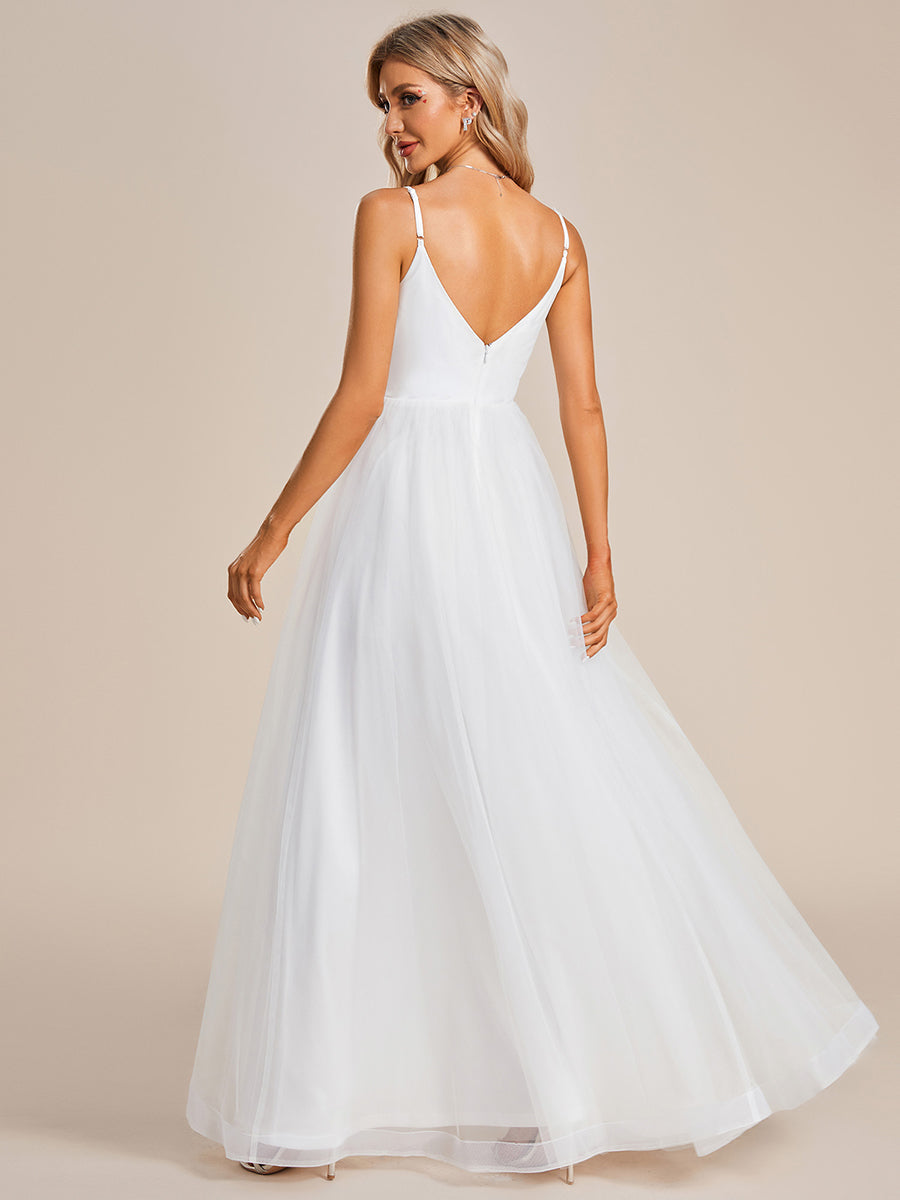 Elegant Spaghetti Straps Appliques Tulle Wedding Dresses - CALABRO®