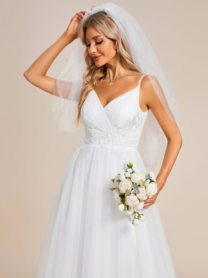 Elegant Spaghetti Straps Appliques Tulle Wedding Dresses - CALABRO®