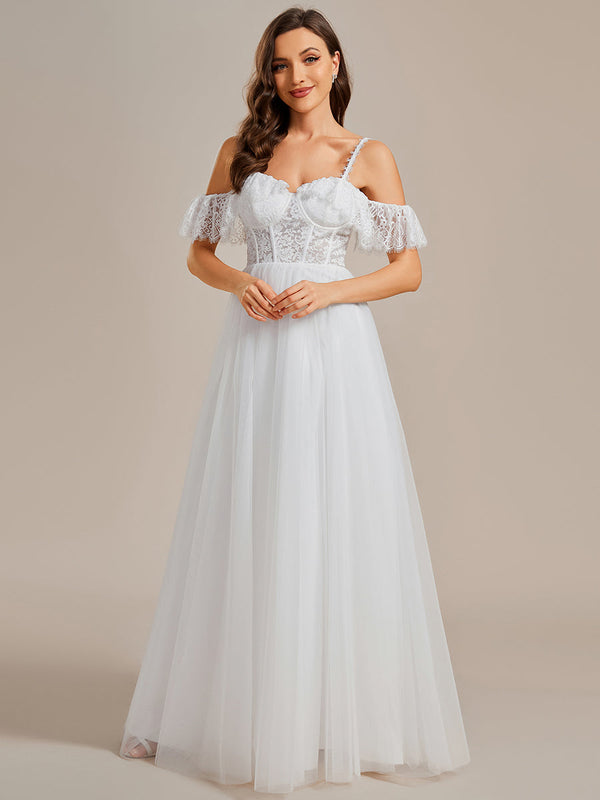 Spaghetti Straps See-Through Lace & Tulle Wedding Dresses