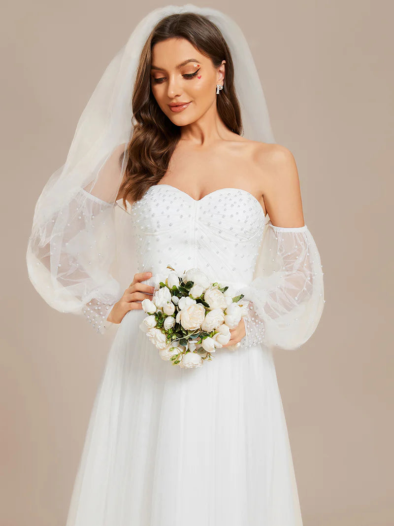 Elegant Pure Sequins Mesh Beaded Sweetheart Wedding Dresses - CALABRO®