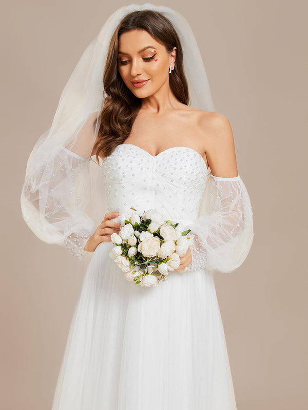 Elegant Pure Sequins Mesh Beaded Sweetheart Neck Wedding Dresses