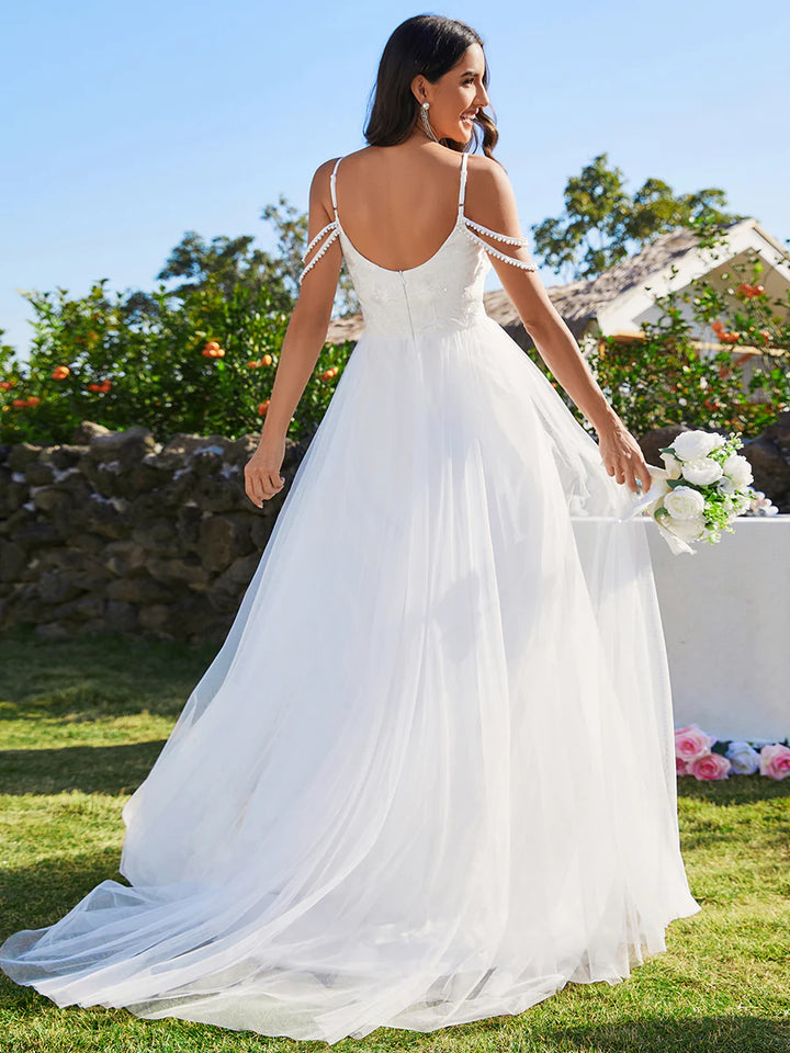 Elegant Spaghetti Straps Wedding Dress with Sleeveless - CALABRO®