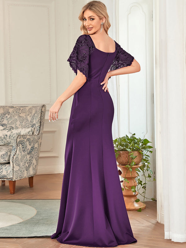 Sexy Maxi Long Deep V Neck Party Dress With Flare Sleeves