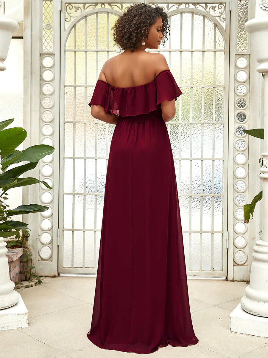 Off Shoulder High Split Bridesmaid Dress - CALABRO®