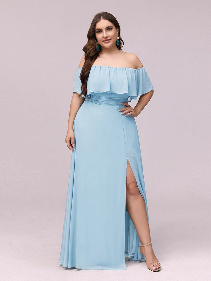 Off Shoulder High Split Bridesmaid Dress - CALABRO®