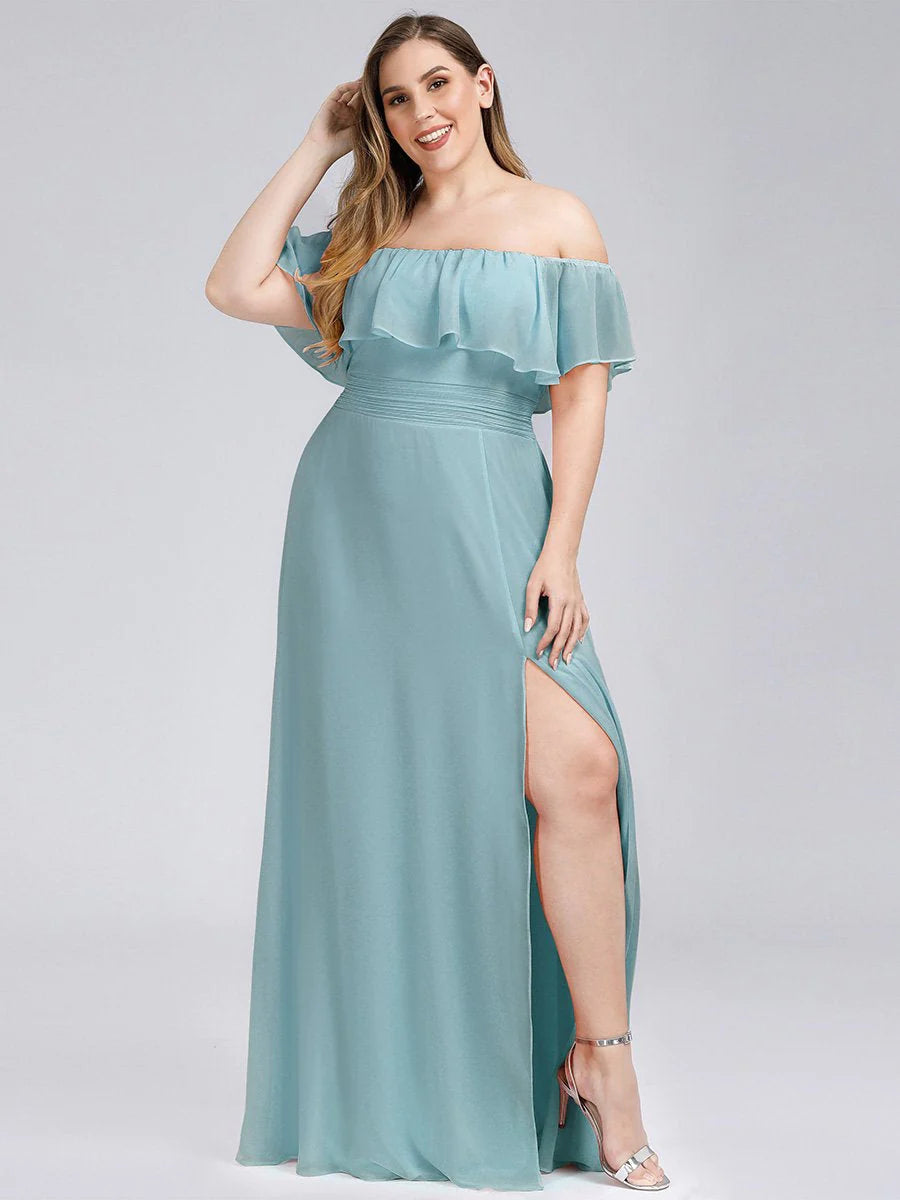 Off Shoulder High Split Bridesmaid Dress - CALABRO®