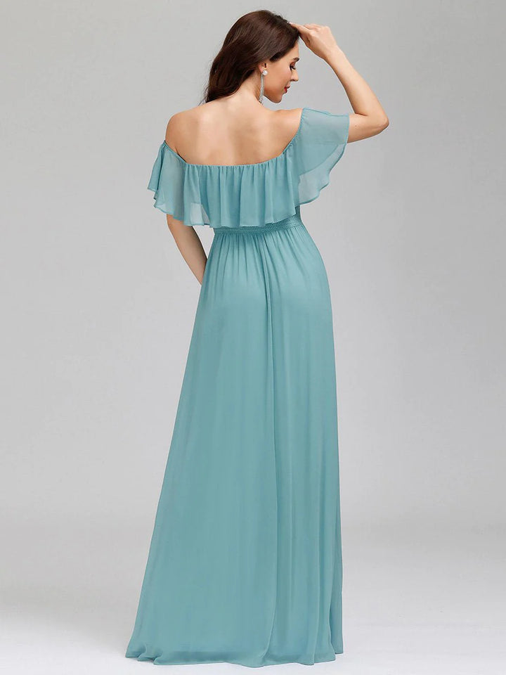 Off Shoulder High Split Bridesmaid Dress - CALABRO®