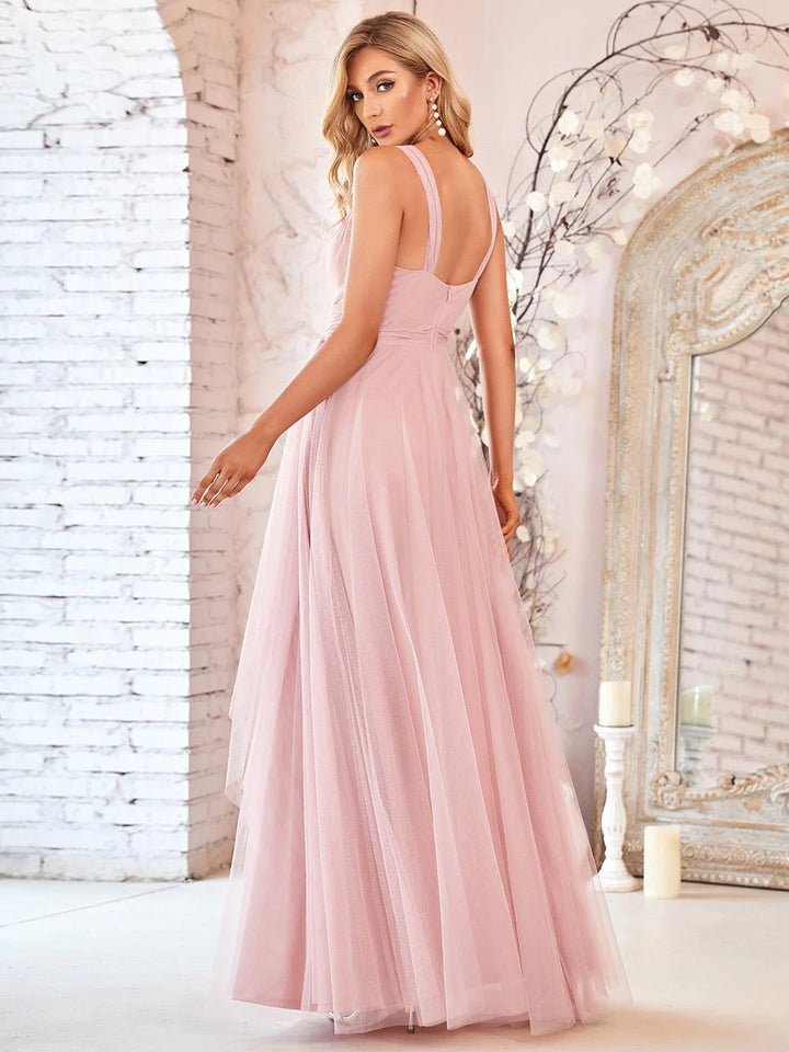 Floor Length Sleeveless Tulle Bridesmaid Dresses