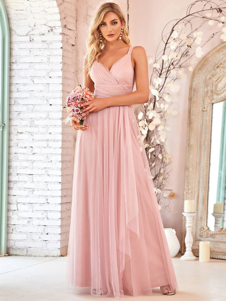 Floor Length Sleeveless Tulle Bridesmaid Dresses