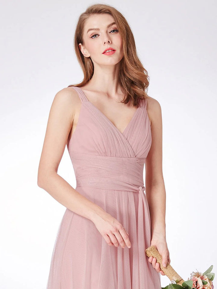 Floor Length Sleeveless Tulle Bridesmaid Dresses