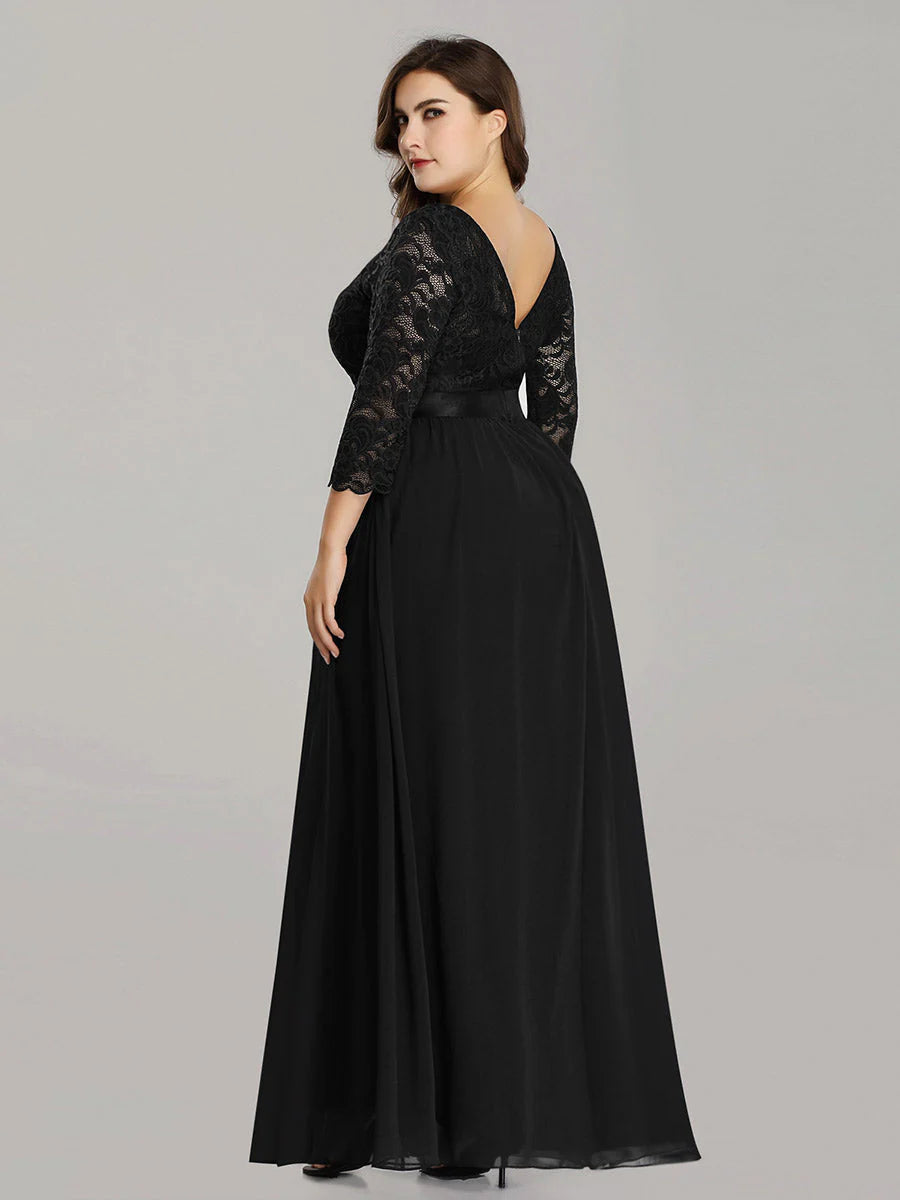 Plus Size Lace Bridesmaid Dresses with Long Lace Sleeve