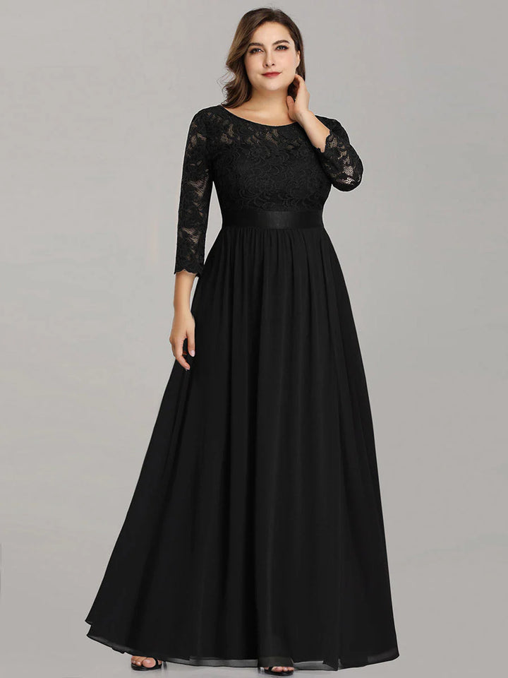 Plus Size Lace Bridesmaid Dresses with Long Lace Sleeve