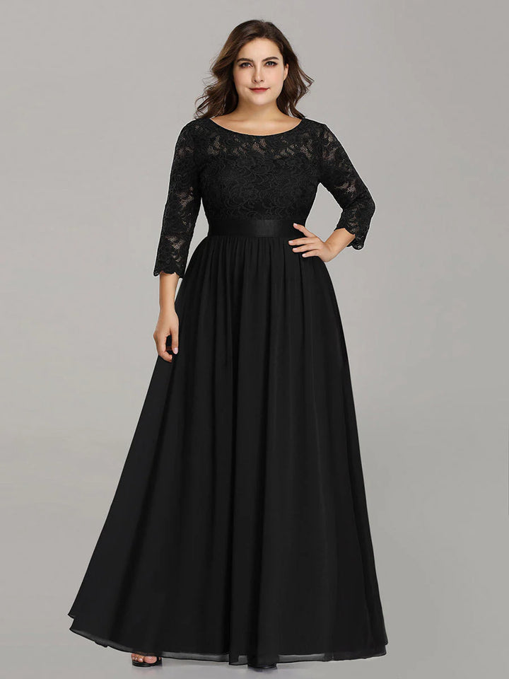 Plus Size Lace Bridesmaid Dresses with Long Lace Sleeve
