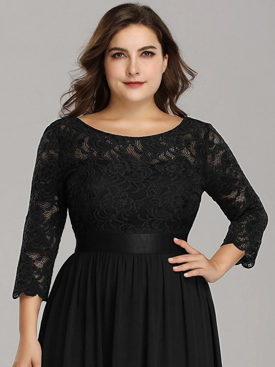 Elegant Empire Waist Evening Dress with Long Lace Sleeve - CALABRO®