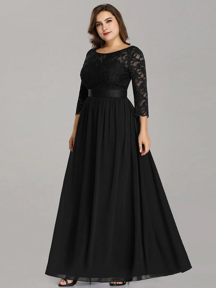 Plus Size Lace Bridesmaid Dresses with Long Lace Sleeve