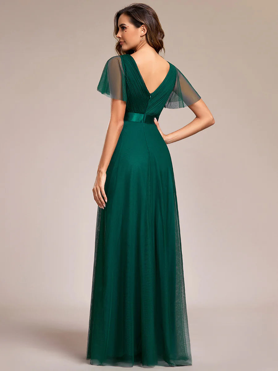 Women's V-Neck A-Line Floor-Length Bridesmaid Dresses