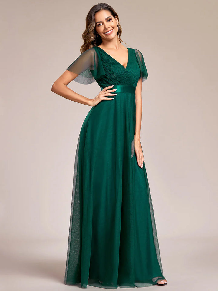 Women's V-Neck A-Line Floor-Length Bridesmaid Dresses