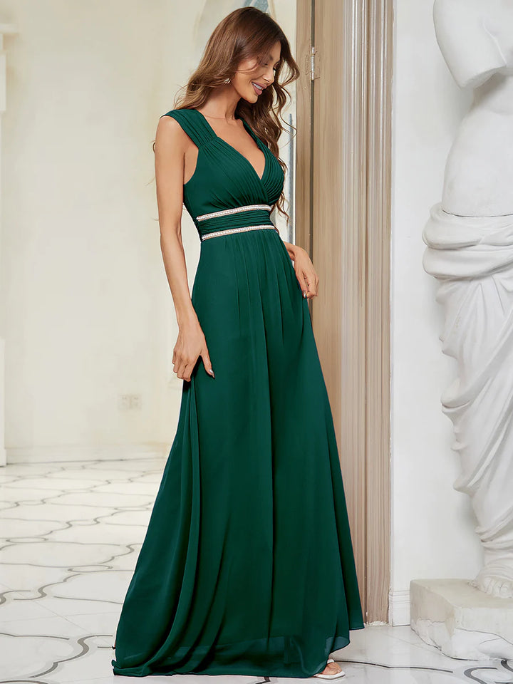 V-Neck Flowy Sleeveless Bridesmaid Dress - CALABRO®