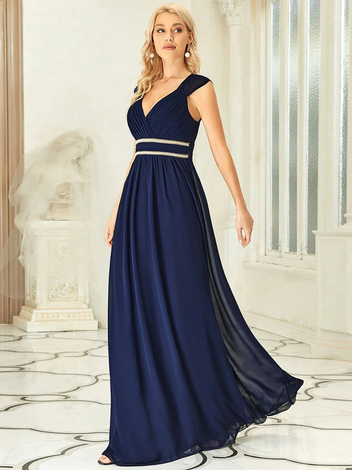 V-Neck Flowy Sleeveless Bridesmaid Dress - CALABRO®