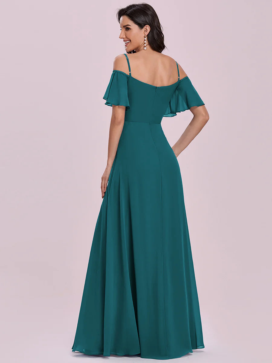High Split Chiffon Evening Dress With Spaghetti Straps