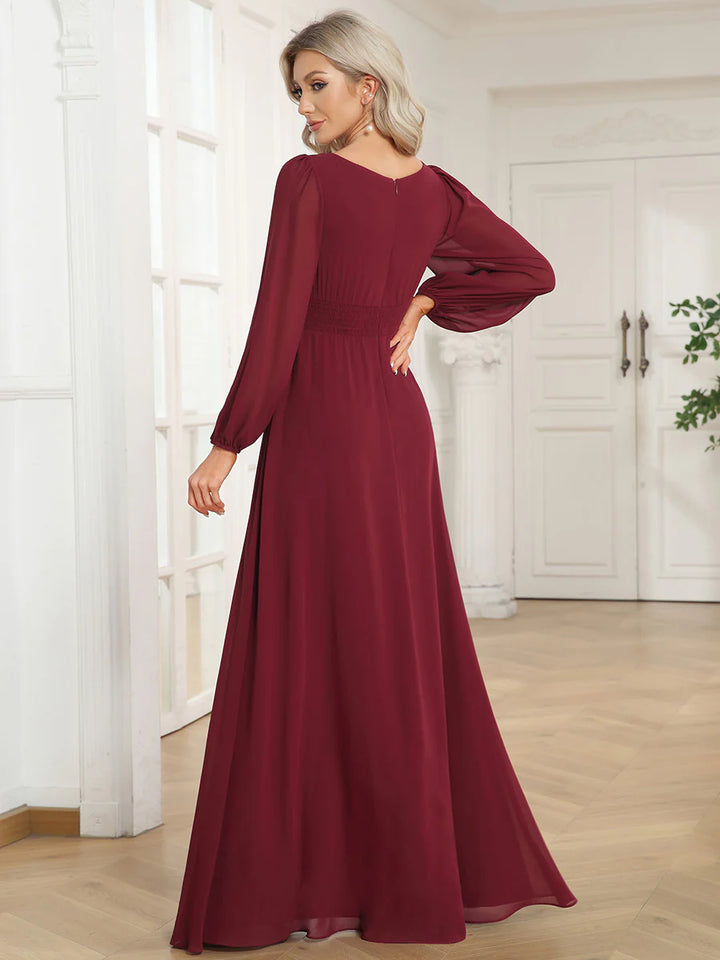 High Neck Long Sleeve Bridesmaid Dress - CALABRO®