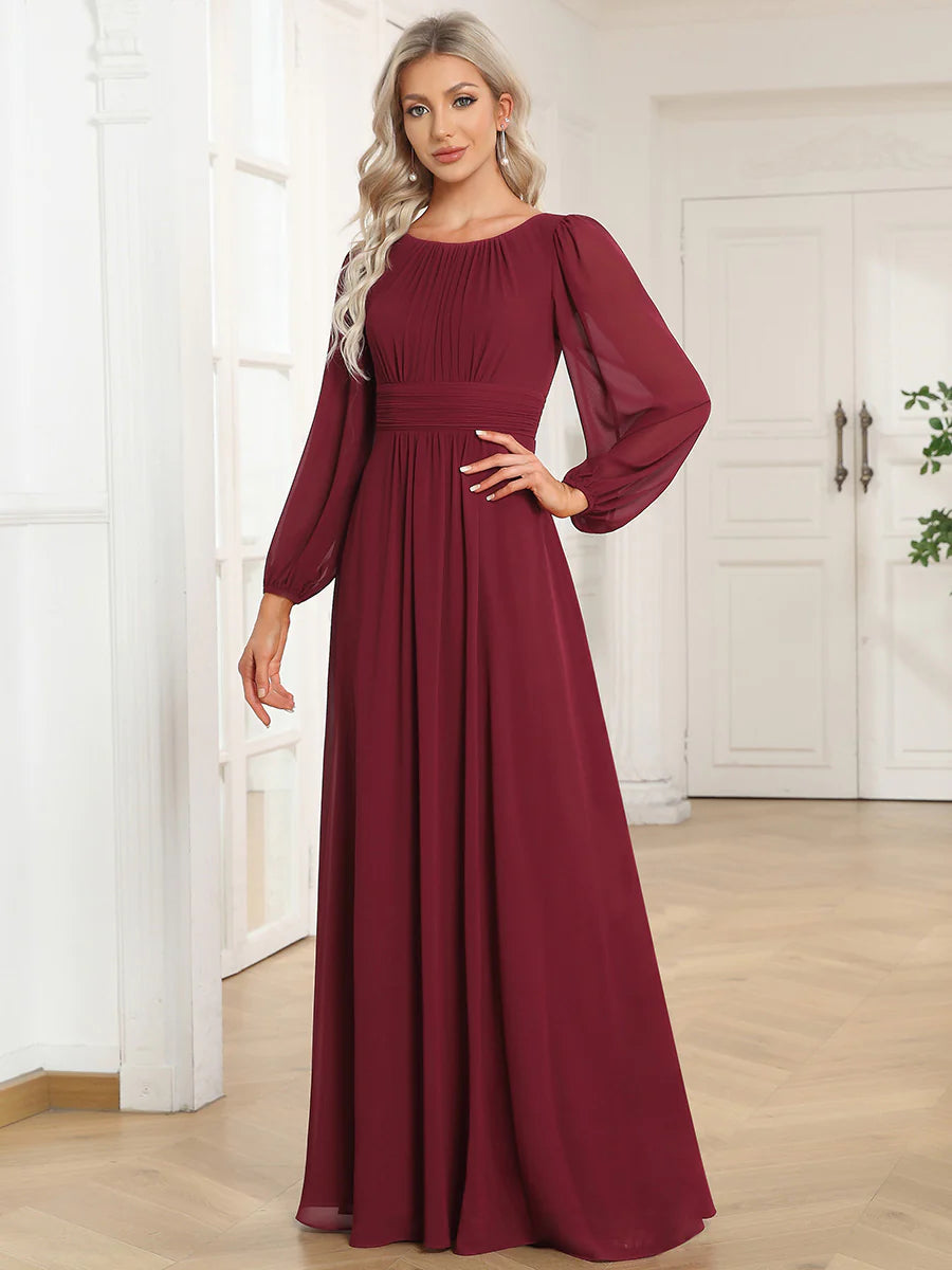 High Neck Long Sleeve Bridesmaid Dress - CALABRO®