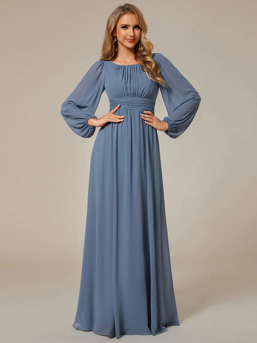 High Neck Long Sleeve Bridesmaid Dress - CALABRO®