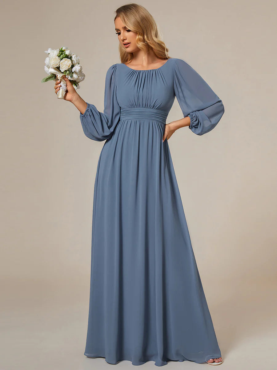 High Neck Long Sleeve Bridesmaid Dress - CALABRO®