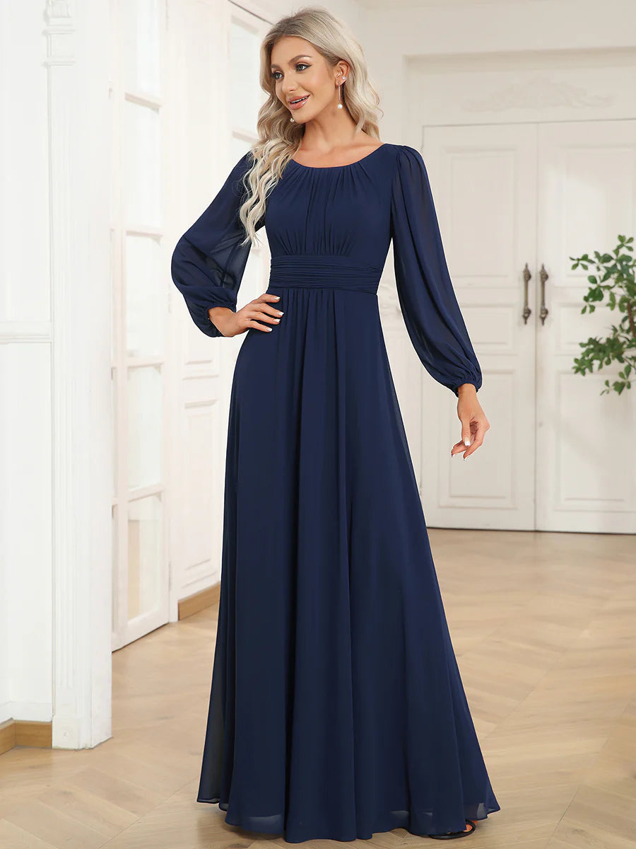 High Neck Long Sleeve Bridesmaid Dress - CALABRO®