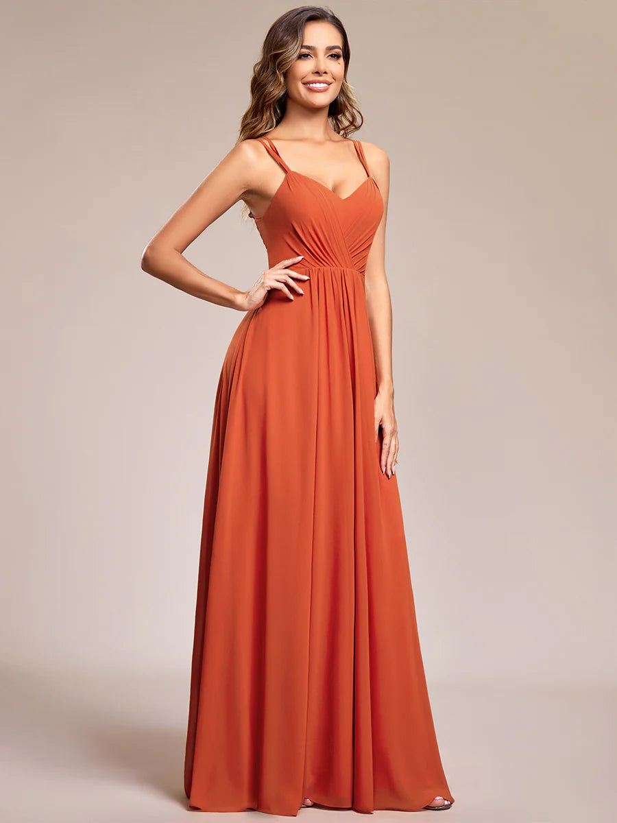 Lace V Back Chiffon Evening Dress - CALABRO®