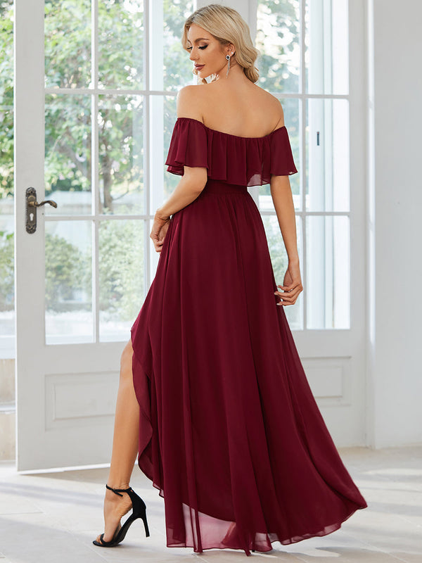 Off Shoulder Chiffon Split  Bridesmaid Dresses